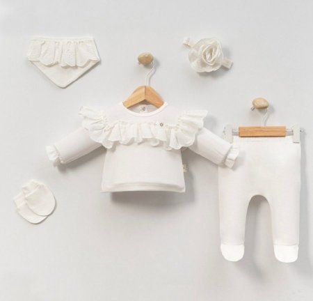 طقم كلاسيك مميز لون ابيض 5 قطع / قطن