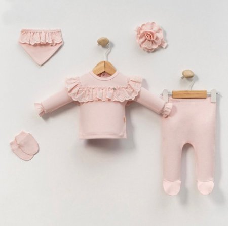 طقم كلاسيك مميز لون زهر 5 قطع / قطن