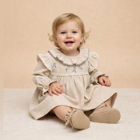 فستان أنيق مطرّز بالورود لون فيروزي