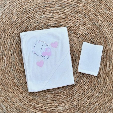 منشفة الدبدوب لون ابيض و زهر